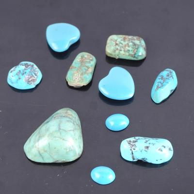 10.5g Natural Turquoise Collection: Raw Nuggets & Polished Hearts