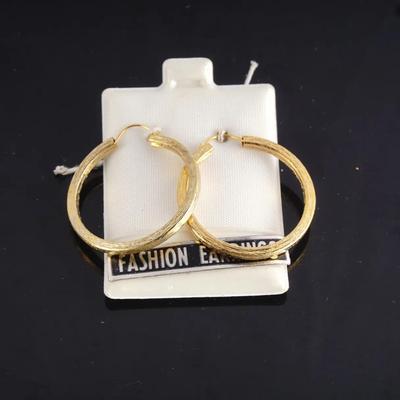 Vintage Gold-Plated Hoop Earrings Lot – 24 Pairs, Assorted Sizes