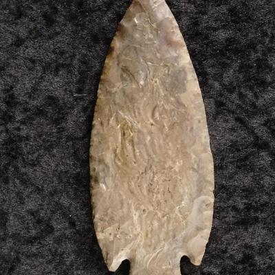 5.25" Prehistoric St. Charles (Dovetail Or Plevna) Projectile Point- Head 9000 - 5000 B.P.