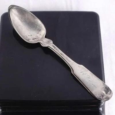 Lot of 2 Antique 19th Century Robert Rait Sterling Silver Engraved Spoons (38.4g)