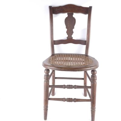 Vintage Chair with Woven Cane Seat - Classic Colonial Style Accent Furniture