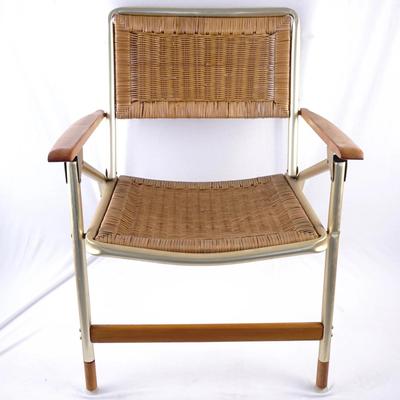 Vintage Mid Century Telescope Wicker & Aluminum Folding Armchair - 1960s/70s Retro Lawn Chair #2