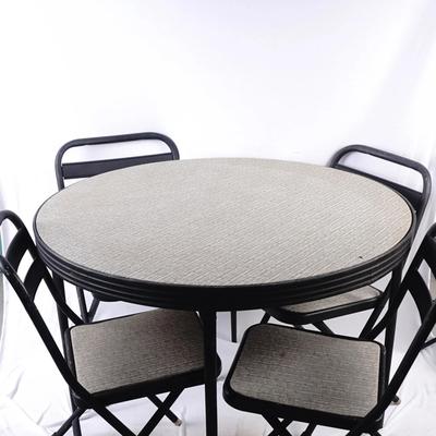 Vintage Durham Card Table No. 38 & 4 Matching Folding Chairs Set - Mid-Century Modern