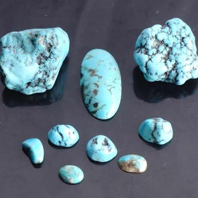 Loose Natural Turquoise Lot – Rough Nuggets & Cabochons, 22.2g (111 ctw est.)