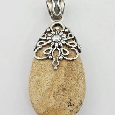 Doug Paulus Ornate Sterling Silver Jasper Pendant 