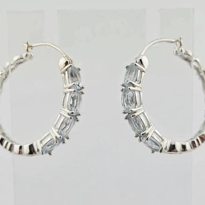2.7ctw Aquamarine Sterling Silver Earrings 