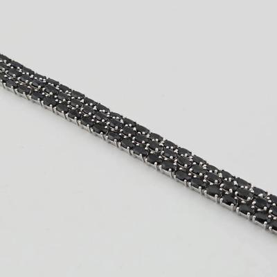 34.3ctw Sapphire Sterling Silver Tennis Bracelet 