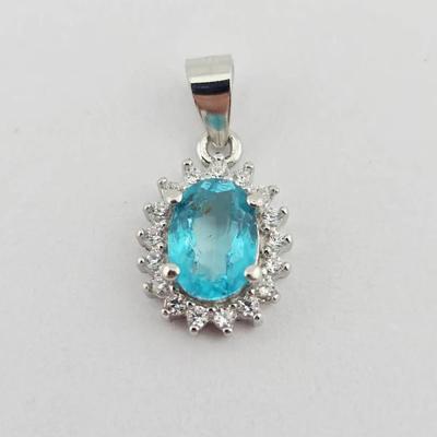 1.1ct Natural Paraiba Blue Topaz Sterling Silver Pendant 