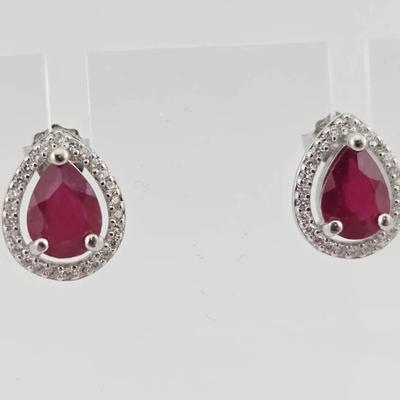 2.2ctw Natural Heated Ruby Sterling Silver Earrings 