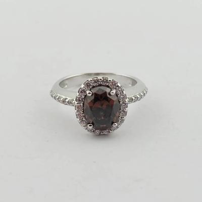 Oval Chocolate Quartz Sterling Silver Ring 