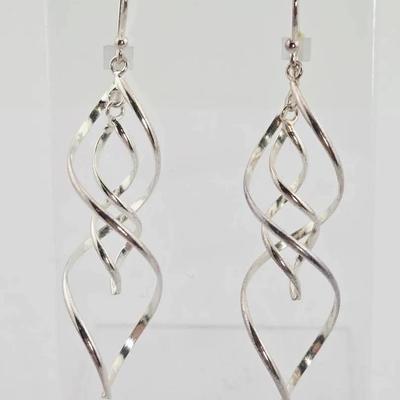 Sterling Silver Spiral Dangle Earrings 