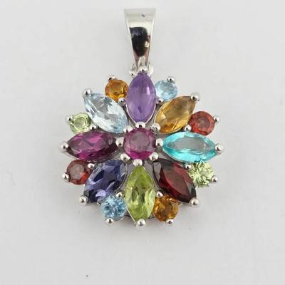 Natural Unheated Multicolor Gemstone Pendant 
