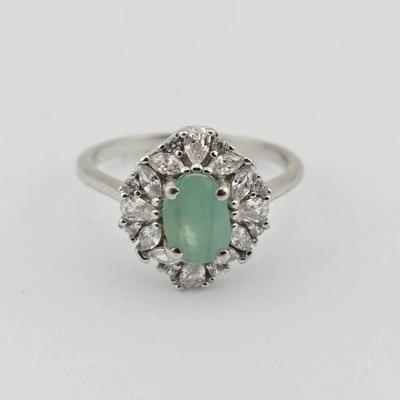 0.75ct Natural Unheated Oval Emerald Sterling Silver Ring 