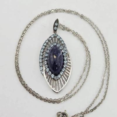 Lapis Lazuli & Blue Topaz Sterling Silver Pendant Necklace 