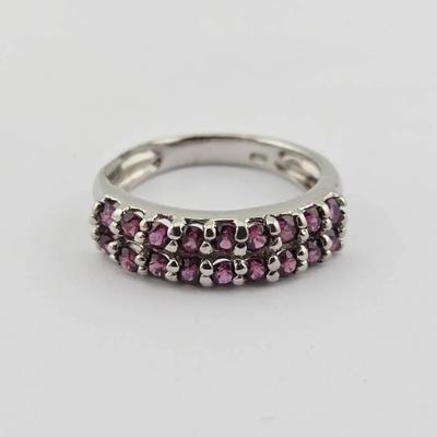 Natural Unheated Rhodolite Garnet Sterling Silver Ring 
