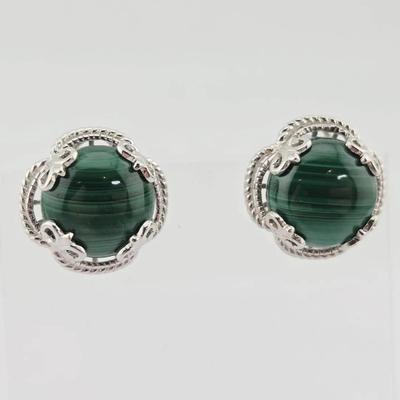 Sterling Silver Malachite Earrings 