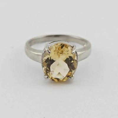 3.2ct Natural Unheated Oval Citrine Sterling Silver Ring 
