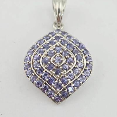 1.5ctw Tanzanite Pave Marquise Sterling Silver Pendant 