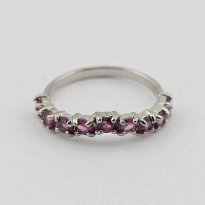 Natural Unheated Rhodolite Garnet Sterling Silver Stacking Ring 