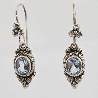 3.2ctw Blue Topaz Sterling Silver Earrings 