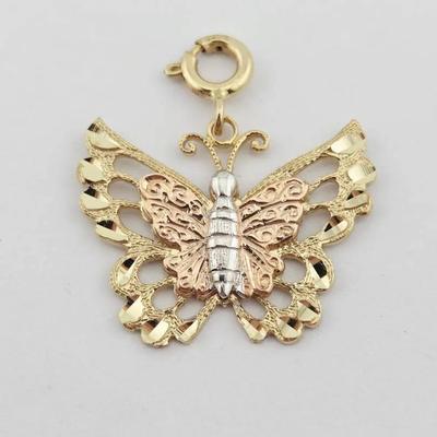 14k Gold Tricolor Butterfly Charm