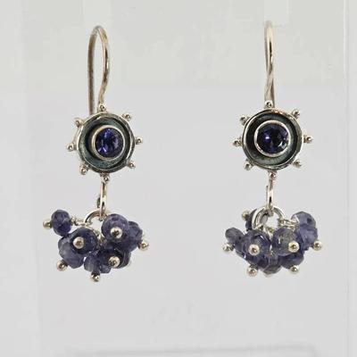 Iolite Sterling Silver Cluster Earrings 