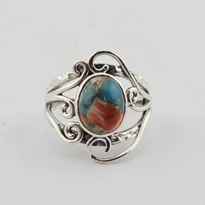 Natrual Oval Turquoise Sterling Silver Ring 