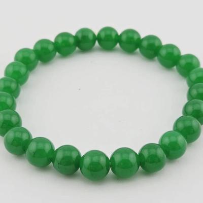 Green Jade Bead Stretch Bracelet 