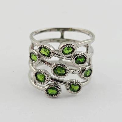 Natural Unheated Chrome Diopside Sterling Silver Ring