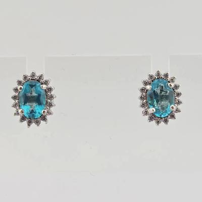 2.2ctw Natural Paraiba Blue Topaz Sterling Silver Earrings 