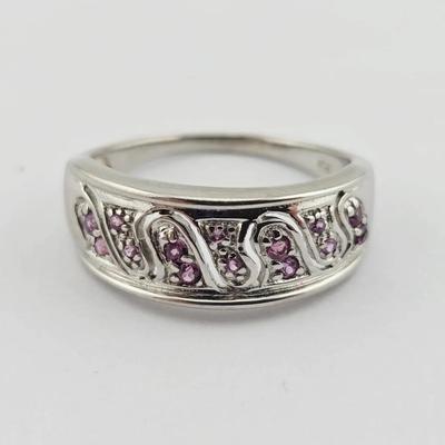 Natural Unheated Rhodolite Garnet Sterling Silver Ring 