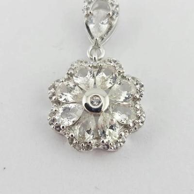 Natural Heated White Sapphire Sterling Silver Pendant 