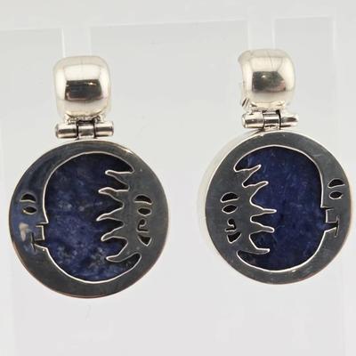 Sterling Silver Sodalite Moon And Sun Earrings 