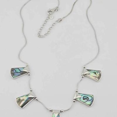 Sterling Silver Abalone Pendant Necklace 