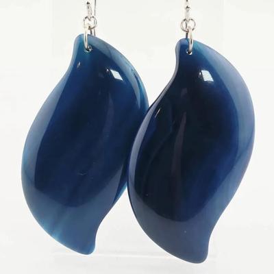 Sterling Silver Blue Agate Earrings 