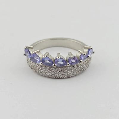Natural Unheated Tanzanite Sterling Silver Ring 