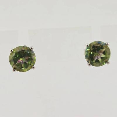 5ctw Green Topaz Sterling Silver Stud Earrings 