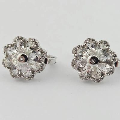 Natural Heated White Sapphire Sterling Silver Earrings 