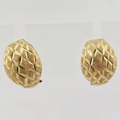 14k Gold Diamond Cut Huggie Earrings 