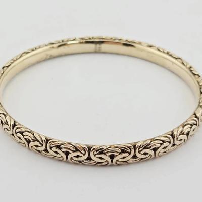 Gold Vermeil Sterling Silver Byzantine Bangle Bracelet 