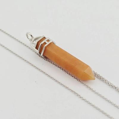 Sterling Silver Red Aventurine Crystal Pendant Necklace 