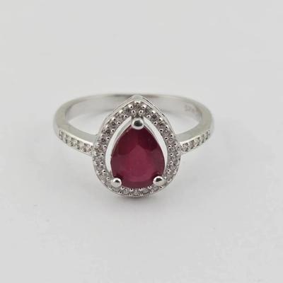 1ct Natural Heated Ruby Sterling Silver Ring 