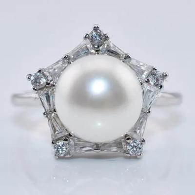 9mm Pearl Sterling Silver Ring