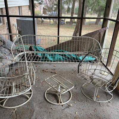 Project Piece Vintage White Metal Outdoor Furniture 