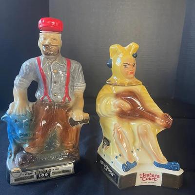 2 Vintage Ceramic Liquor Bottles