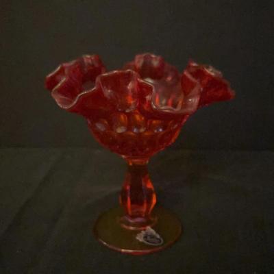 Fenton Vintage Amberina Art Glass Candy Dish