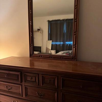 Wood Dresser And Mirror