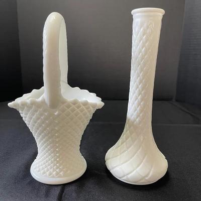 Milk Glass Vases (2)