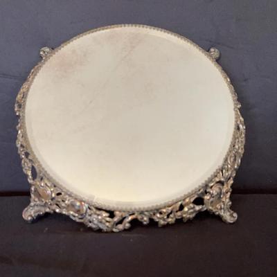 Ornate Antique Silver Plate Mirrored Plateau