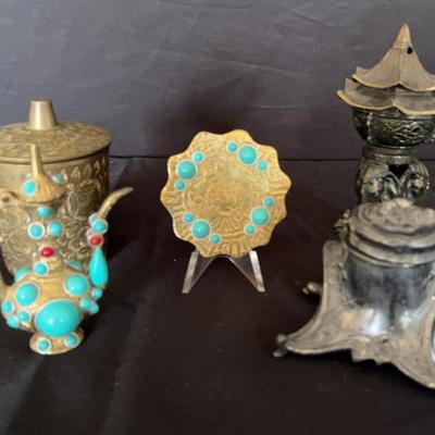 Collection Of Metal Decor & Inscence Burner (French, Indian, Etc)